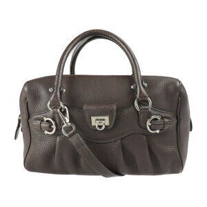 Salvatore Ferragamo Gancini handbag brown silver Bag